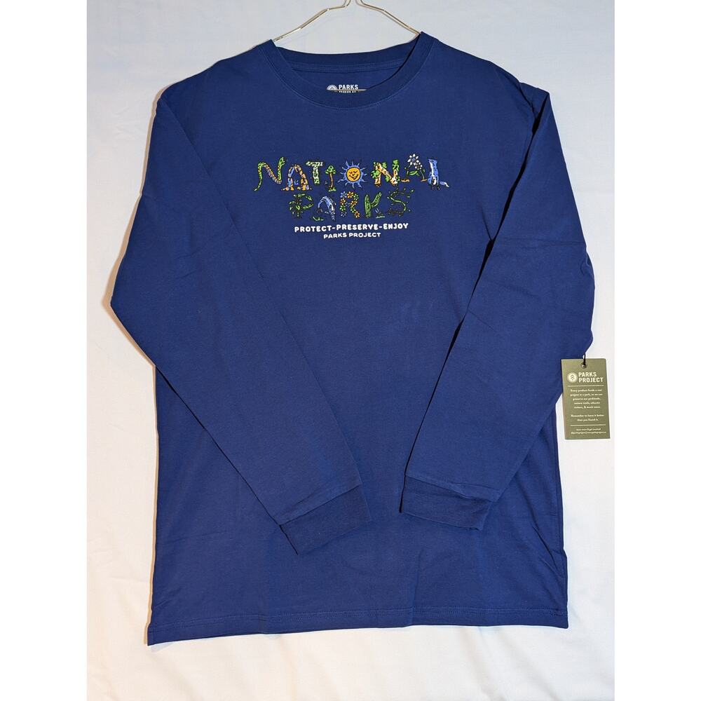 NWT Parks Project National Parks 90's Doodle Long Sleeve Tee in Navy size Large